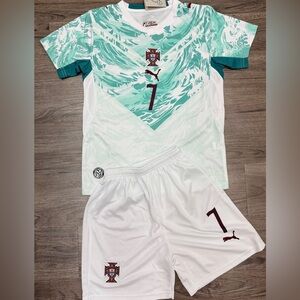Kids Ronaldo Portugal 26’ Youth Kit (Jersey + Shorts) Soccer Uniform SMALL (24)